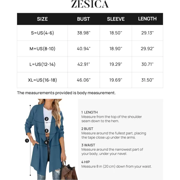 imageZESICA Womens 2023 Casual Lapel Cardigan Long Sleeve Open Front Irregular Hem Soft Knitted Sweater Coat with PocketsRoyalblue