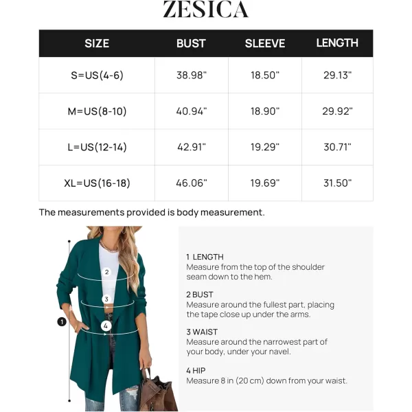 imageZESICA Womens 2023 Casual Lapel Cardigan Long Sleeve Open Front Irregular Hem Soft Knitted Sweater Coat with PocketsTealgreen