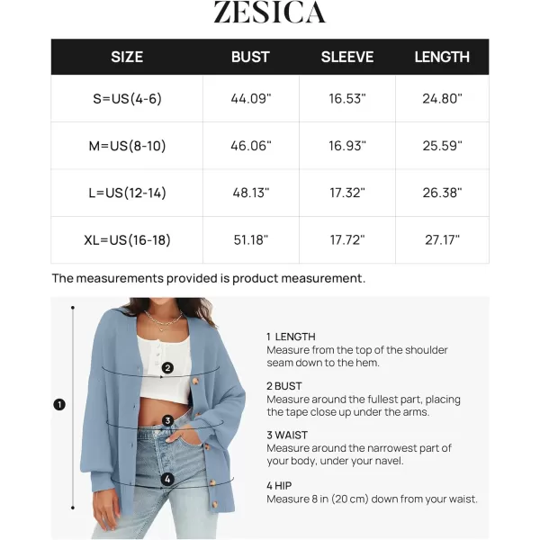 imageZESICA Womens 2023 Casual Long Sleeve Cardigan V Neck Button Down Open Front Knit Loose Oversized Sweater CoatBlue