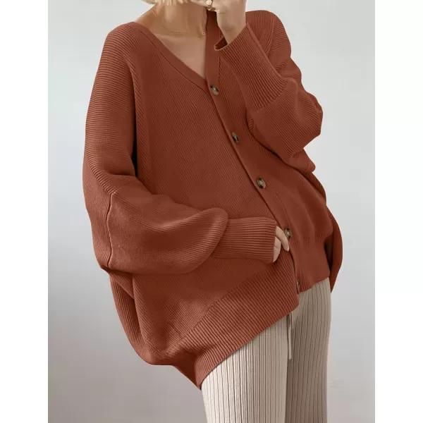imageZESICA Womens 2023 Casual Long Sleeve Cardigan V Neck Button Down Open Front Knit Loose Oversized Sweater CoatCaramel