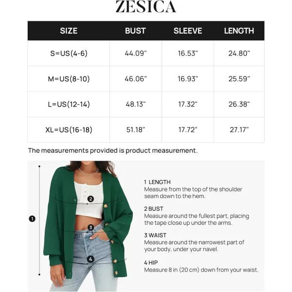 imageZESICA Womens 2023 Casual Long Sleeve Cardigan V Neck Button Down Open Front Knit Loose Oversized Sweater CoatDarkgreen