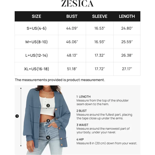 imageZESICA Womens 2023 Casual Long Sleeve Cardigan V Neck Button Down Open Front Knit Loose Oversized Sweater CoatDustyblue