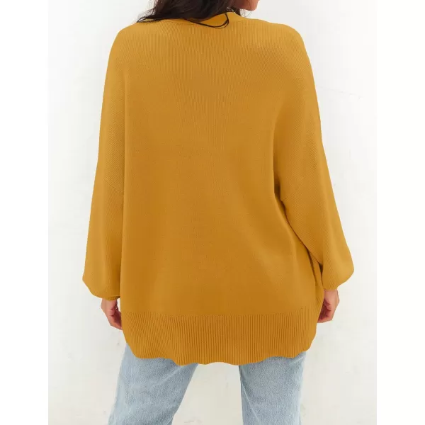 imageZESICA Womens 2023 Casual Long Sleeve Cardigan V Neck Button Down Open Front Knit Loose Oversized Sweater CoatGinger