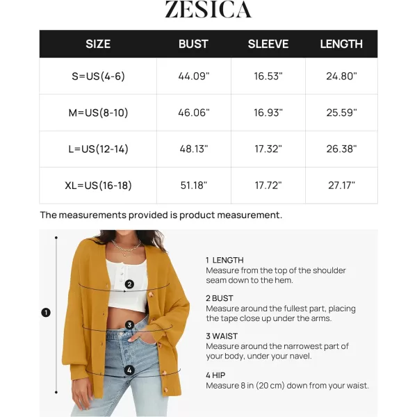 imageZESICA Womens 2023 Casual Long Sleeve Cardigan V Neck Button Down Open Front Knit Loose Oversized Sweater CoatGinger