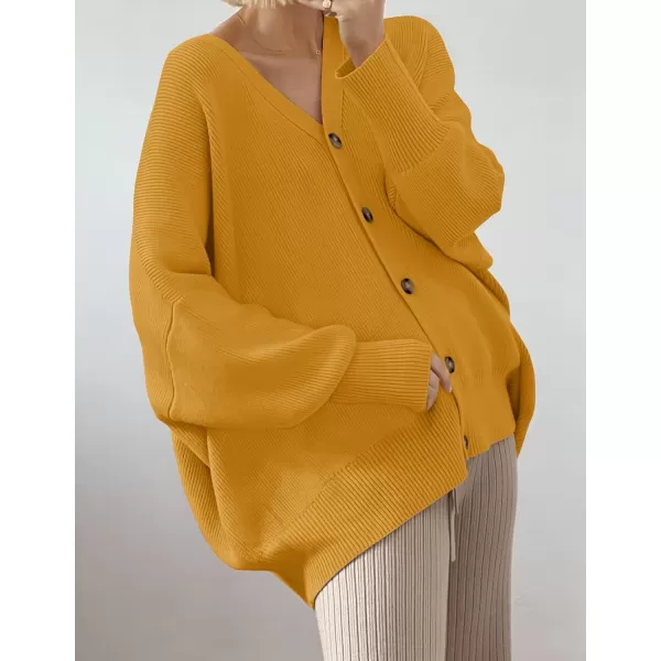 imageZESICA Womens 2023 Casual Long Sleeve Cardigan V Neck Button Down Open Front Knit Loose Oversized Sweater CoatGinger
