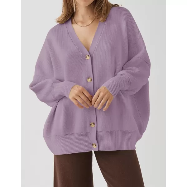 imageZESICA Womens 2023 Casual Long Sleeve Cardigan V Neck Button Down Open Front Knit Loose Oversized Sweater CoatPurple
