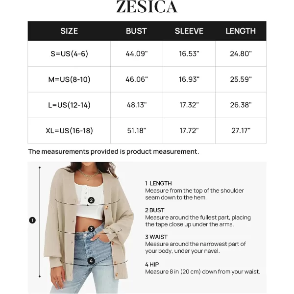 imageZESICA Womens 2023 Casual Long Sleeve Cardigan V Neck Button Down Open Front Knit Loose Oversized Sweater CoatSand