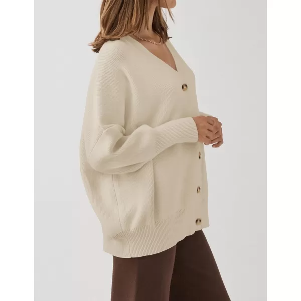 imageZESICA Womens 2023 Casual Long Sleeve Cardigan V Neck Button Down Open Front Knit Loose Oversized Sweater CoatSand