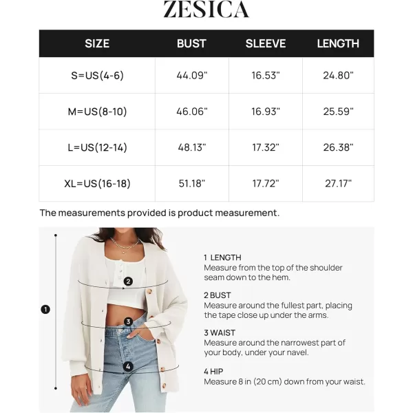 imageZESICA Womens 2023 Casual Long Sleeve Cardigan V Neck Button Down Open Front Knit Loose Oversized Sweater CoatWhite