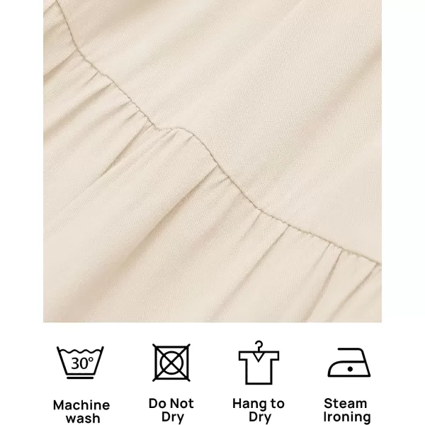 imageZESICA Womens 2023 Casual Long Sleeve Crew Neck High Waist Smocked Flowy Tiered Midi DressBeige