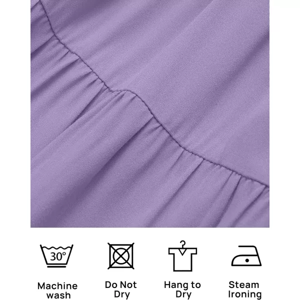 imageZESICA Womens 2023 Casual Long Sleeve Crew Neck High Waist Smocked Flowy Tiered Midi DressViolet