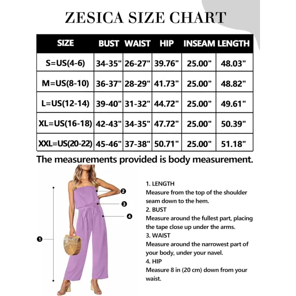 imageZESICA Womens 2023 Casual Off Shoulder Solid Color Strapless Belted Wide Leg Jumpsuit RomperPurple