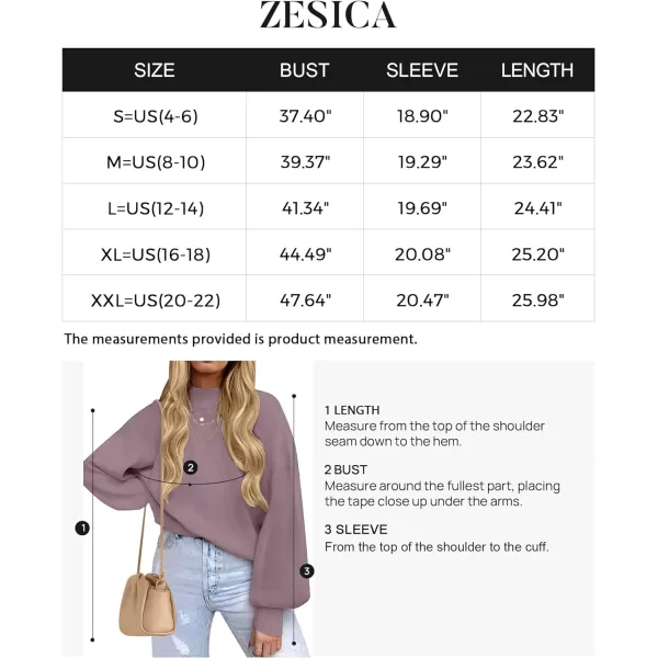 imageZESICA Womens 2023 Casual Turtleneck Long Lantern Sleeve Oversized Ribbed Knit Pullover Sweater Jumper TopDarkviolet