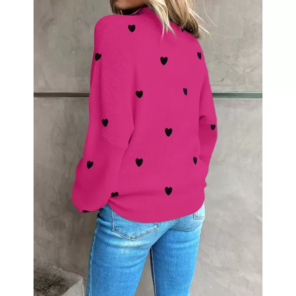 imageZESICA Womens 2023 Casual Turtleneck Long Lantern Sleeve Oversized Ribbed Knit Pullover Sweater Jumper TopRoseblack