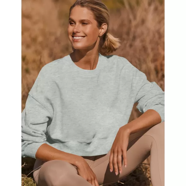 imageZESICA Womens 2023 Crop Sweatshirts Casual Long Sleeve Crewneck Solid Color Y2K Fleece Loose Pullover Sweatshirt TopsGrey