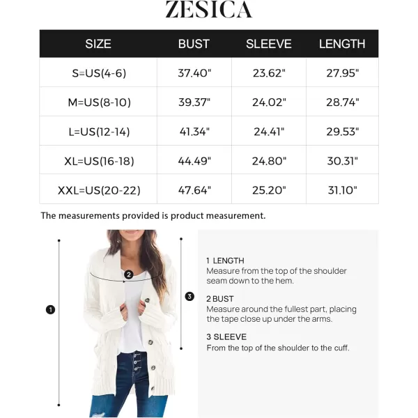 imageZESICA Womens 2023 Fall Casual Long Sleeve Button Down Open Front Cable Knit Cardigan Sweater CoatBeige