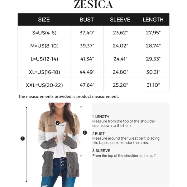 imageZESICA Womens 2023 Fall Casual Long Sleeve Button Down Open Front Cable Knit Cardigan Sweater CoatCamel