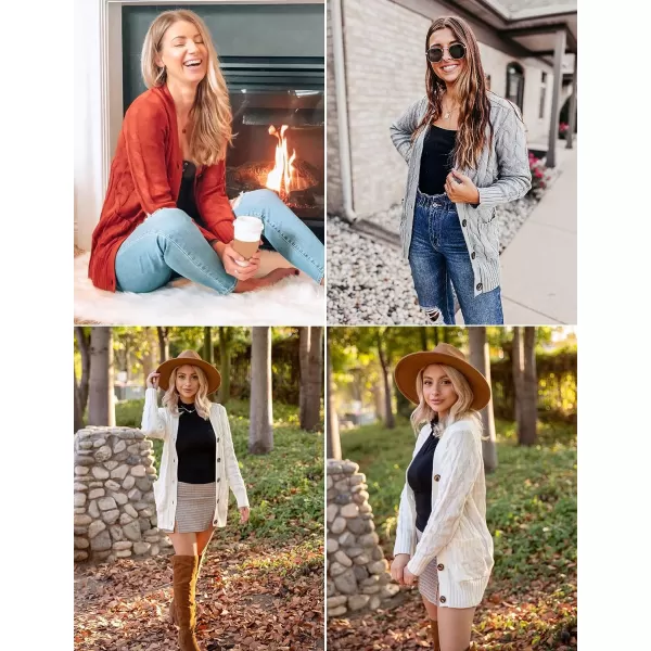 imageZESICA Womens 2023 Fall Casual Long Sleeve Button Down Open Front Cable Knit Cardigan Sweater CoatCoffee