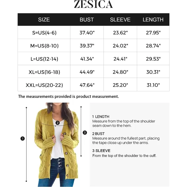 imageZESICA Womens 2023 Fall Casual Long Sleeve Button Down Open Front Cable Knit Cardigan Sweater CoatMustard