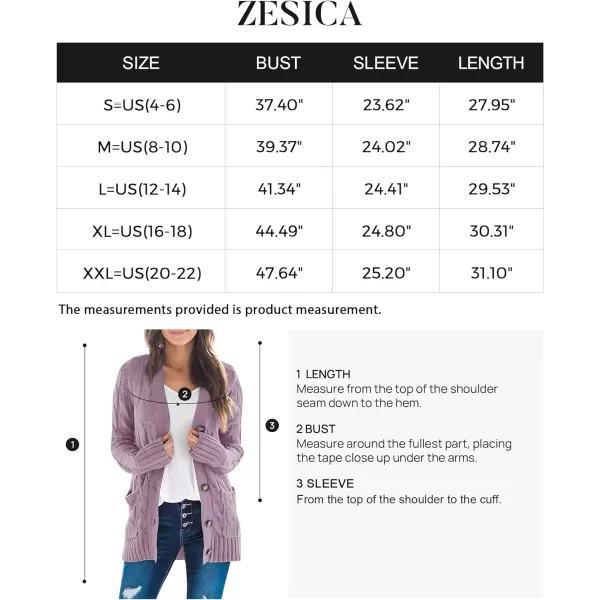 imageZESICA Womens 2023 Fall Casual Long Sleeve Button Down Open Front Cable Knit Cardigan Sweater CoatTaro