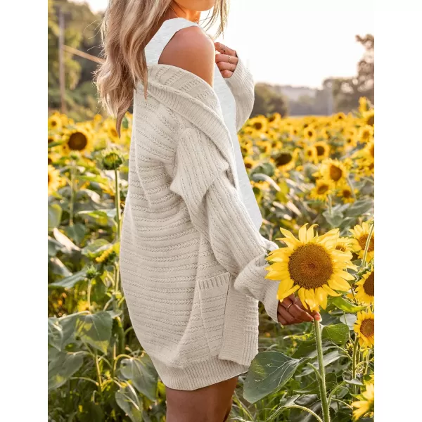 imageZESICA Womens 2023 Fall Casual Long Sleeve Cable Knit Open Front Loose Chunky Sweater Cardigan Coat OuterwearApricot