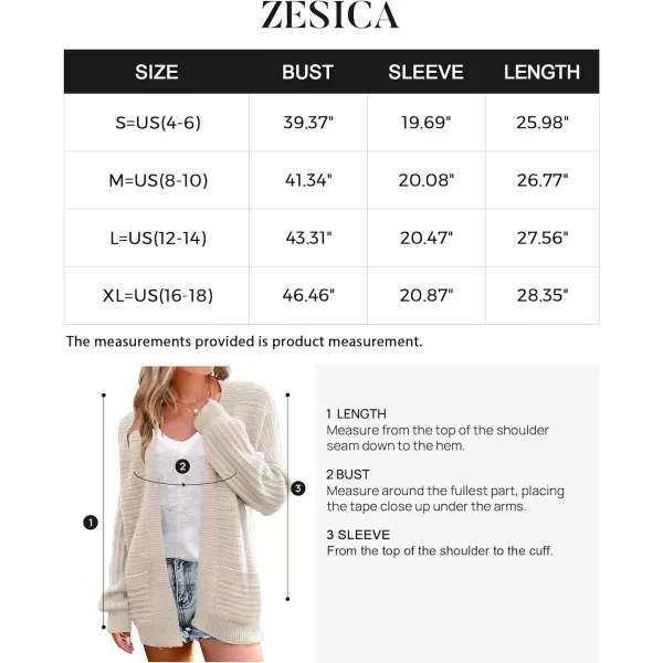 imageZESICA Womens 2023 Fall Casual Long Sleeve Cable Knit Open Front Loose Chunky Sweater Cardigan Coat OuterwearApricot