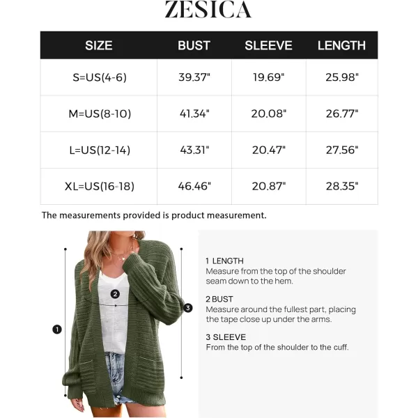imageZESICA Womens 2023 Fall Casual Long Sleeve Cable Knit Open Front Loose Chunky Sweater Cardigan Coat OuterwearArmygreen