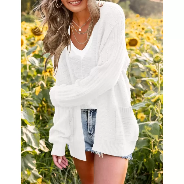 imageZESICA Womens 2023 Fall Casual Long Sleeve Cable Knit Open Front Loose Chunky Sweater Cardigan Coat OuterwearCream