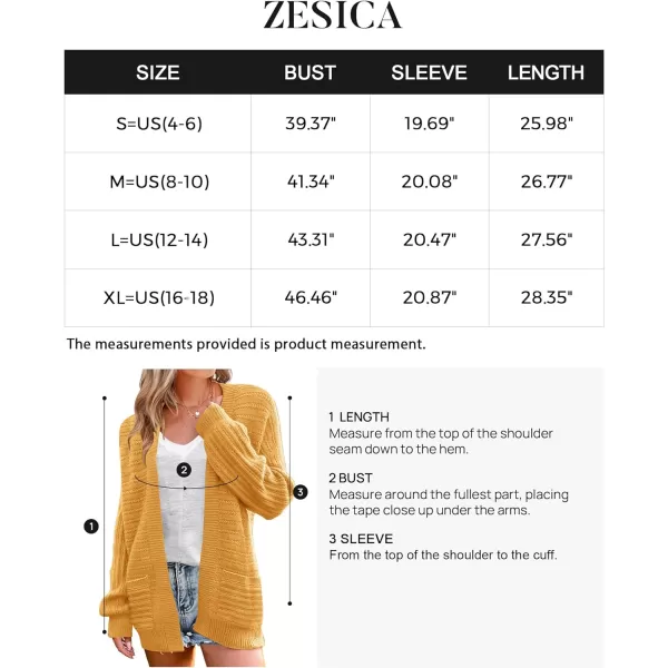 imageZESICA Womens 2023 Fall Casual Long Sleeve Cable Knit Open Front Loose Chunky Sweater Cardigan Coat OuterwearMustard