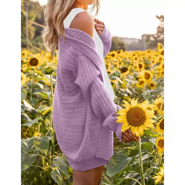 imageZESICA Womens 2023 Fall Casual Long Sleeve Cable Knit Open Front Loose Chunky Sweater Cardigan Coat OuterwearPurple