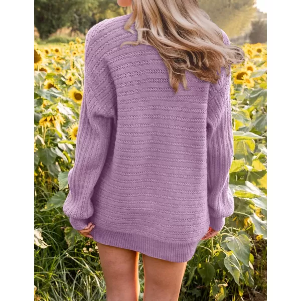 imageZESICA Womens 2023 Fall Casual Long Sleeve Cable Knit Open Front Loose Chunky Sweater Cardigan Coat OuterwearPurple
