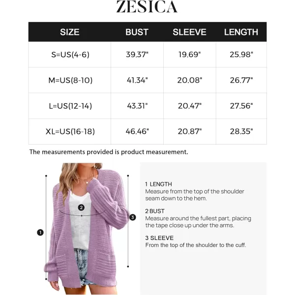 imageZESICA Womens 2023 Fall Casual Long Sleeve Cable Knit Open Front Loose Chunky Sweater Cardigan Coat OuterwearPurple
