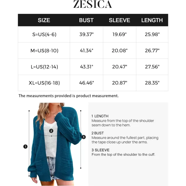 imageZESICA Womens 2023 Fall Casual Long Sleeve Cable Knit Open Front Loose Chunky Sweater Cardigan Coat OuterwearTeal