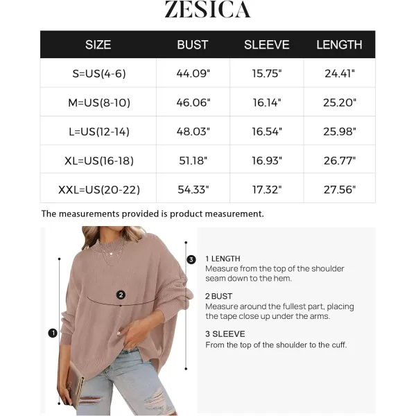 imageZESICA Womens 2023 Fall Casual Long Sleeve Crew Neck Side Slit Oversized Ribbed Knit Pullover Sweater TopsAlmond