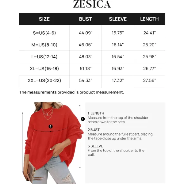 imageZESICA Womens 2023 Fall Casual Long Sleeve Crew Neck Side Slit Oversized Ribbed Knit Pullover Sweater TopsFirered