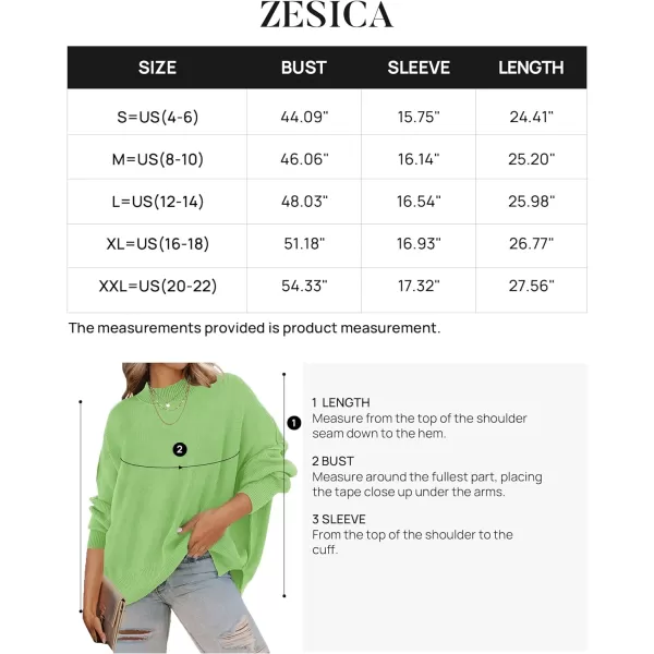 imageZESICA Womens 2023 Fall Casual Long Sleeve Crew Neck Side Slit Oversized Ribbed Knit Pullover Sweater TopsGreen