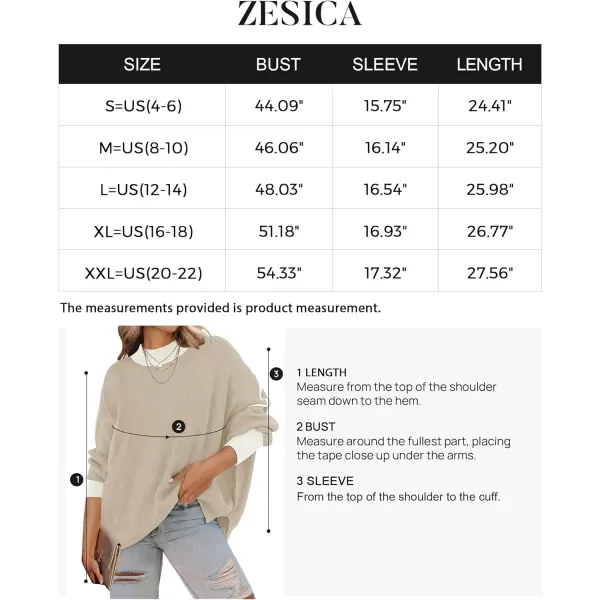 imageZESICA Womens 2023 Fall Casual Long Sleeve Crew Neck Side Slit Oversized Ribbed Knit Pullover Sweater TopsGreyapricot