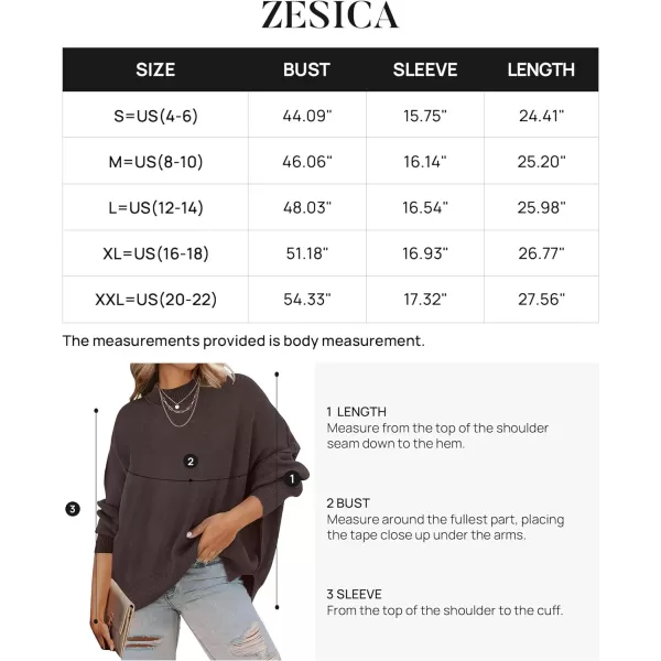 imageZESICA Womens 2023 Fall Casual Long Sleeve Crew Neck Side Slit Oversized Ribbed Knit Pullover Sweater TopsNutmeg