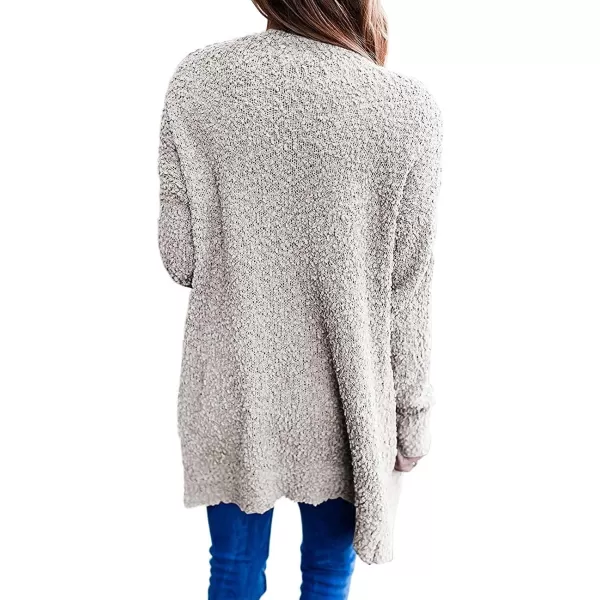 imageZESICA Womens 2023 Fall Casual Long Sleeve Open Front Soft Chunky Knit Sweater Cardigan OuterwearBeige