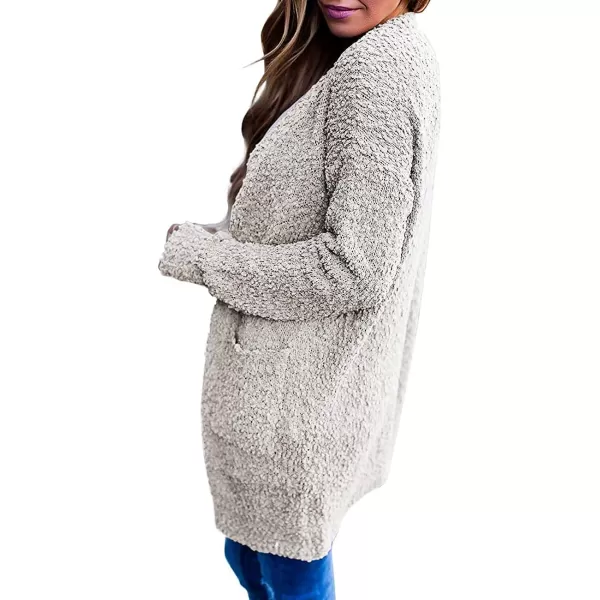 imageZESICA Womens 2023 Fall Casual Long Sleeve Open Front Soft Chunky Knit Sweater Cardigan OuterwearBeige