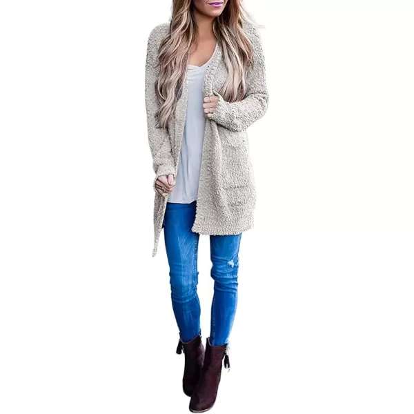 imageZESICA Womens 2023 Fall Casual Long Sleeve Open Front Soft Chunky Knit Sweater Cardigan OuterwearBeige