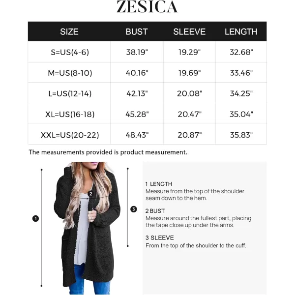 imageZESICA Womens 2023 Fall Casual Long Sleeve Open Front Soft Chunky Knit Sweater Cardigan OuterwearBlack