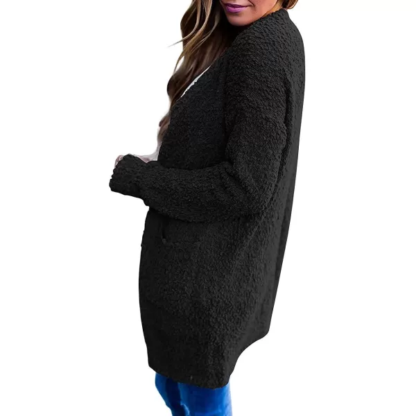 imageZESICA Womens 2023 Fall Casual Long Sleeve Open Front Soft Chunky Knit Sweater Cardigan OuterwearBlack