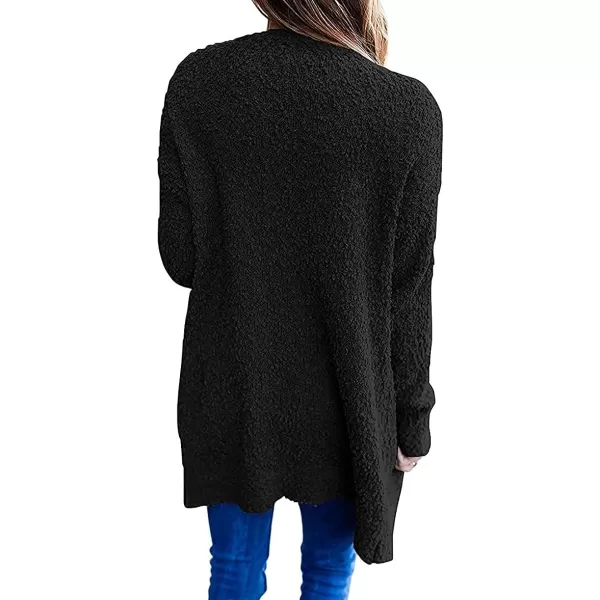 imageZESICA Womens 2023 Fall Casual Long Sleeve Open Front Soft Chunky Knit Sweater Cardigan OuterwearBlack