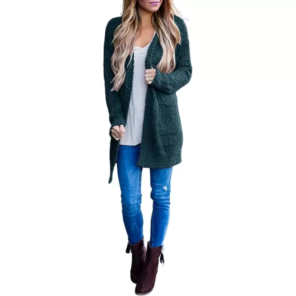imageZESICA Womens 2023 Fall Casual Long Sleeve Open Front Soft Chunky Knit Sweater Cardigan OuterwearBlackishgreen