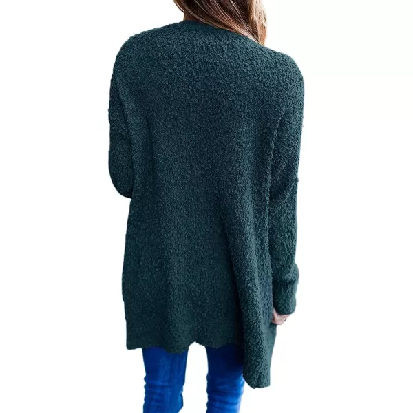 imageZESICA Womens 2023 Fall Casual Long Sleeve Open Front Soft Chunky Knit Sweater Cardigan OuterwearBlackishgreen