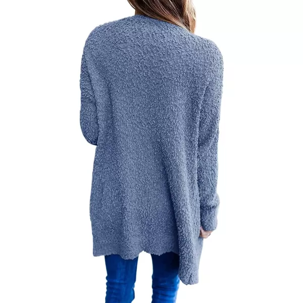imageZESICA Womens 2023 Fall Casual Long Sleeve Open Front Soft Chunky Knit Sweater Cardigan OuterwearDustyblue