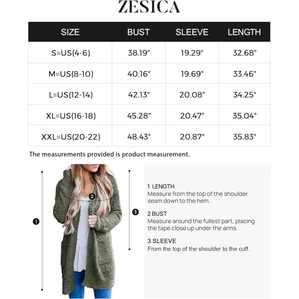 imageZESICA Womens 2023 Fall Casual Long Sleeve Open Front Soft Chunky Knit Sweater Cardigan OuterwearForestgreen