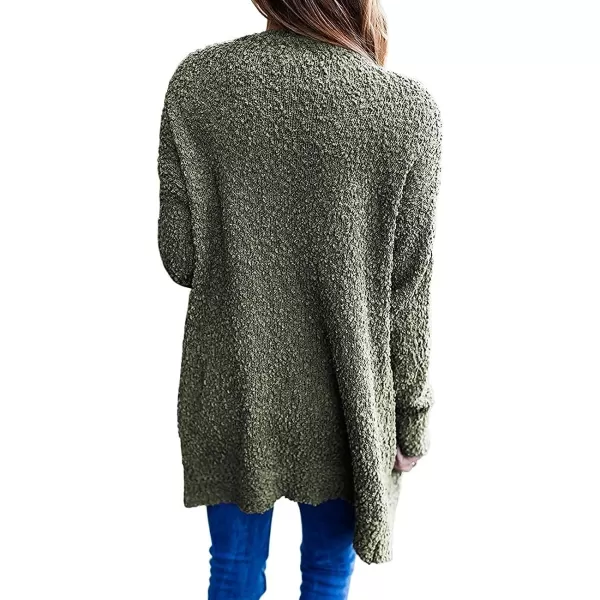 imageZESICA Womens 2023 Fall Casual Long Sleeve Open Front Soft Chunky Knit Sweater Cardigan OuterwearForestgreen