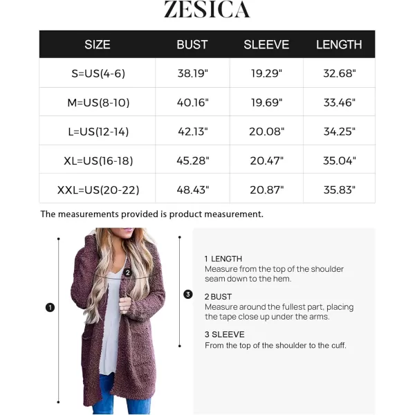imageZESICA Womens 2023 Fall Casual Long Sleeve Open Front Soft Chunky Knit Sweater Cardigan OuterwearMaroon